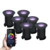 Set van 6 Maisy Smart Grondspots Rond - Ø12cm - 5.5 Watt 345 lumen - RGBWW - Wifi + Bluetooth - Bestuurbaar via app - IP67 waterdicht - Google Home - Amazon Alexa - Zwart | HOFTRONIC SMART