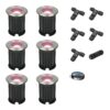 Set van 6 Maisy Smart Grondspots Rond - Ø12cm - 5.5 Watt 400 lumen - RGBWW - Wifi + Bluetooth - Bestuurbaar via app - IP67 waterdicht - Google Home - Amazon Alexa - RVS - Inclusief installatiemateriaal (Kabel & connector) | HOFTRONIC SMART