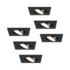 Set van 6 Mallorca LED inbouwspot - IP20 - Kantelbaar - 4 Watt 345 Lumen - 4000K Neutraal wit - GU10 - Dimbaar - Vierkant - Voor binnen - Zwart | HOFTRONIC