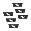 Set van 6 Mallorca LED inbouwspot - IP20 - Kantelbaar - 4 Watt 345 lumen - 2700K warm wit - GU10 - Dimbaar - Vierkant - Voor binnen - Zwart | HOFTRONIC