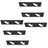 Set van 6 Mallorca LED inbouwspot - IP20 - Kantelbaar - 8 Watt 690 Lumen - 4000K Neutraal wit - Dubbel - GU10 - Dimbaar - Rechthoek - Voor binnen - Zwart | HOFTRONIC