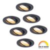 Set van 6 Malta LED inbouwspots - 5 Watt 360 lumen - Dim to warm - Rond - Kantelbaar - IP44 waterdicht - Zwart - Incl. Quick Connector box | HOFTRONIC