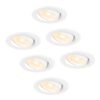 Set van 6 Malta LED inbouwspots - 5 Watt 400 lumen - 2700K warm wit - Dimbaar - Rond - Kantelbaar - IP44 waterdicht - Wit - Incl. Quick Connector box | HOFTRONIC