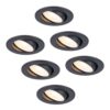 Set van 6 Malta LED inbouwspots - 5 Watt 400 lumen - 2700K warm wit - Dimbaar - Rond - Kantelbaar - IP44 waterdicht - Zwart - Incl. Quick Connector box | HOFTRONIC