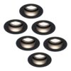 Set van 6 Mari LED inbouwspots verzonken - 4 Watt 345 Lumen - 6500K daglicht wit - GU10 - Dimbaar - Rond - IP64 Waterdicht - Zwart - Anti-glare | HOFTRONIC