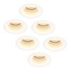 Set van 6 Mari LED inbouwspots verzonken - 4 Watt 345 lumen - 2700K warm wit - GU10 - Dimbaar - Rond - IP65 Waterdicht - Wit - Anti-glare | HOFTRONIC