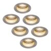 Set van 6 Mari - LED platte inbouwspots met lage inbouwdiepte - 6 Watt 570 Lumen - 2700K Warm wit - GU10 LED Module - Verzonken - Dimbaar - Rond - IP65 waterdicht - RVS | HOFTRONIC
