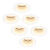 Set van 6 Mari - LED platte inbouwspots met lage inbouwdiepte - 6 Watt 570 Lumen - 2700K Warm wit - GU10 LED Module - Verzonken - Dimbaar - Rond - IP65 waterdicht - Wit | HOFTRONIC