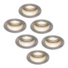 Set van 6 Mesa LED inbouwspots verzonken - 4 Watt 345 Lumen - 4000K neutraal wit - GU10 - Dimbaar - Rond - IP64 Waterdicht - RVS - Anti-glare | HOFTRONIC