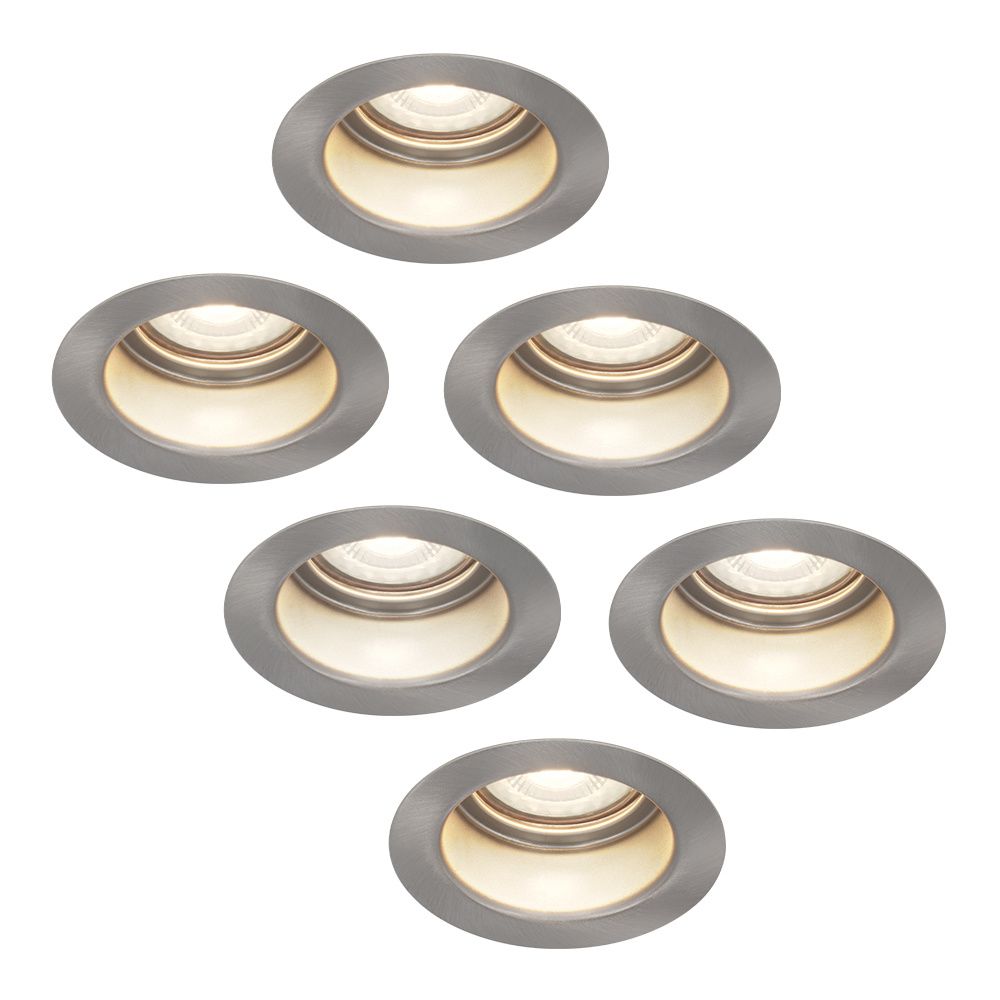Set van 6 Mesa LED inbouwspots verzonken - 4 Watt 345 Lumen - 4000K neutraal wit - GU10 - Dimbaar - Rond - IP64 Waterdicht - RVS - Anti-glare | HOFTRONIC