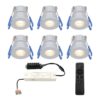 Set van 6 Milano LED Mini Inbouwspots met trafo - 12 Volt 3 Watt 200 lumen - Dimbaar - Plat 34mm - 2700K - IP65 waterdicht - Grijs - Veranda Spotjes - Overkapping Spotjes | HOFTRONIC