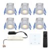 Set van 6 Milano LED Mini Inbouwspots met trafo en muurdimmer - 12 Volt 3 Watt 200 lumen - Dimbaar - Plat 34mm - 2700K - IP65 waterdicht - Grijs | HOFTRONIC