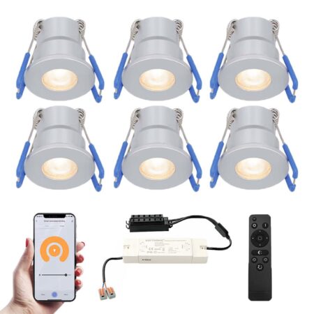 Set van 6 Milano Smart LED Mini Inbouwspots - Veranda spots - 12V 3W 200lm - Dimbaar - Wifi & Bluetooth - 2700K - IP65 waterdicht - RVS | HOFTRONIC