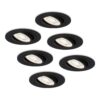 Set van 6 Miro LED inbouwspots - Extra plat 58mm - GU10 LED Module - 6000K daglicht wit - Dimbaar - Rond - Kantelbaar - Voor binnen - Zwart | HOFTRONIC