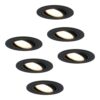 Set van 6 Miro LED inbouwspots - GU10 4 Watt 345 lumen - 2700K Warm wit - Dimbaar - Rond - Kantelbaar - IP20 Voor binnen - Zwart | HOFTRONIC