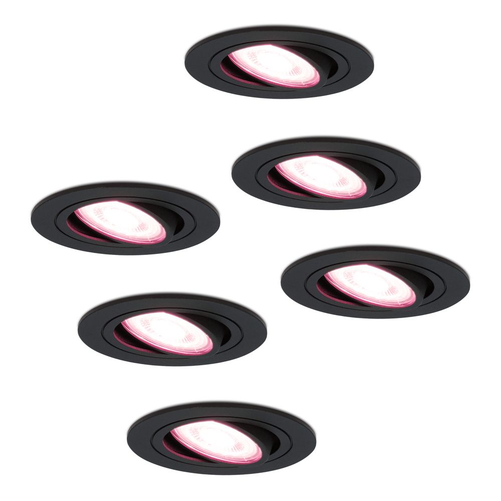 Set van 6 Miro smart inbouwspots - Wifi + Bluetooth - RGBWW - GU10 - Kantelbaar - Google Home