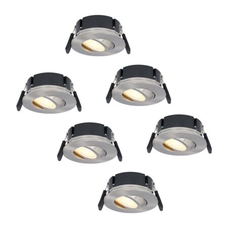 Set van 6 Napels LED inbouwspots Extra Plat (39mm) - 360° Kantelbaar - 8 Watt 570 Lumen - Dimbaar - IP65 Waterdicht voor Badkamer
