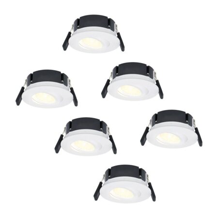 Set van 6 Napels LED inbouwspots Extra Plat (39mm) - 360° Kantelbaar - 8 Watt 570 Lumen - Dimbaar - IP65 Waterdicht voor Badkamer