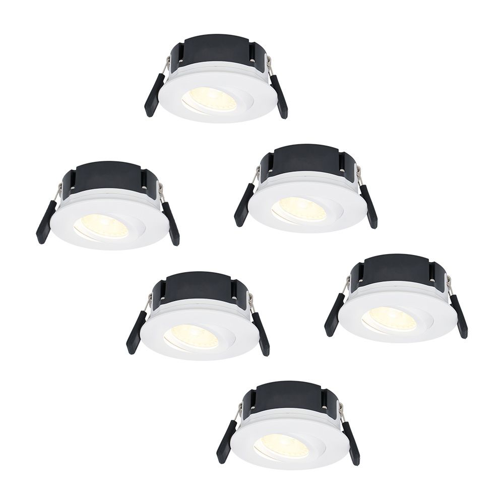Set van 6 Napels LED inbouwspots Extra Plat (39mm) - 360° Kantelbaar - 8 Watt 570 Lumen - Dimbaar - IP65 Waterdicht voor Badkamer