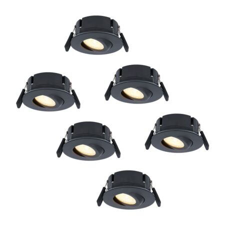 Set van 6 Napels LED inbouwspots Extra Plat (39mm) - 360° Kantelbaar - 8 Watt 570 Lumen - Dimbaar - IP65 Waterdicht voor Badkamer