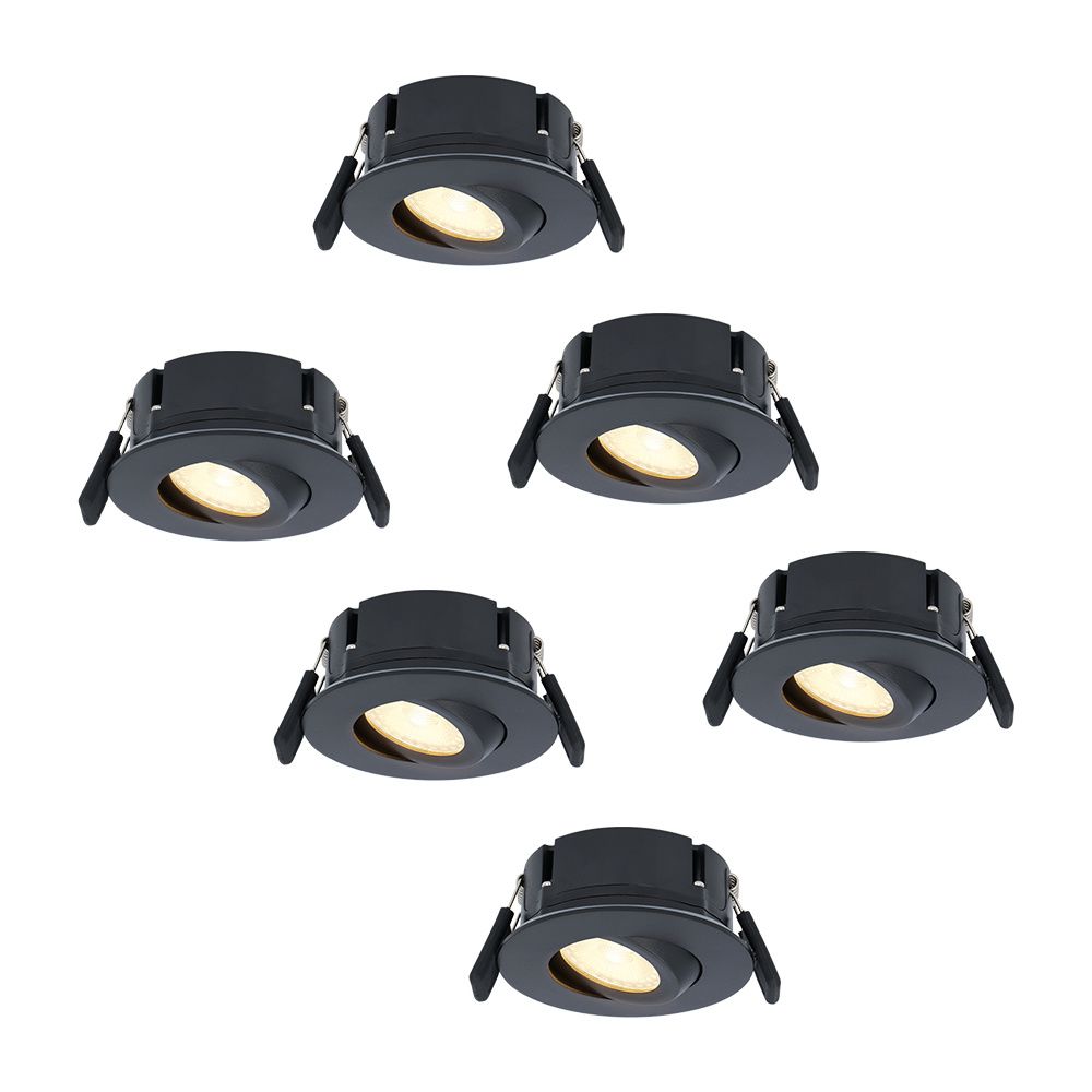 Set van 6 Napels LED inbouwspots Extra Plat (39mm) - 360° Kantelbaar - 8 Watt 570 Lumen - Dimbaar - IP65 Waterdicht voor Badkamer