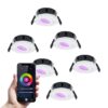 Set van 6 Napels smart inbouwspots - IP65 Waterdicht - 8 Watt 600 Lumen - Kantelbaar - Wifi + Bluetooth - RGBWW - Google Home