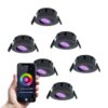 Set van 6 Napels smart inbouwspots - IP65 Waterdicht - 8 Watt 600 Lumen - Kantelbaar - Wifi + Bluetooth - RGBWW - Google Home