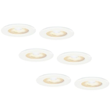Set van 6 Nola LED inbouwspots - Lage inbouwdiepte (49mm) - 5 Watt 450 lumen - 2700K warm wit - Dimbaar - Rond - IP65 waterdicht voor binnen