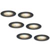 Set van 6 Nola LED inbouwspots - Lage inbouwdiepte (49mm) - 5 Watt 450 lumen - 2700K warm wit - Dimbaar - Rond - IP65 waterdicht voor binnen