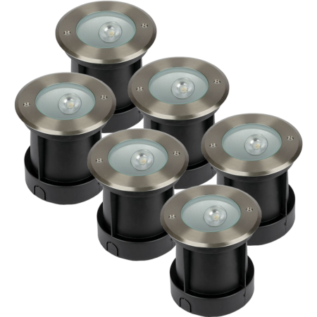 Set van 6 Oblique LED Grondspots buiten - XL Ø15cm - 20° Stralingshoek - 4000K neutraal wit - 8W 350lm - Tuinspot - RVS - IP67 waterdicht | V-TAC
