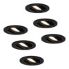 Set van 6 Oslo LED inbouwspot - 4 Watt 345 Lumen - 4000K Neutraal wit - GU10 - Dimbaar - Rond - Kantelbaar - IP20 Stofdicht - Zwart | HOFTRONIC