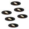 Set van 6 Oslo LED inbouwspots - 4 Watt 345 lumen - 2700K Warm wit - GU10 - Dimbaar - Rond - Kantelbaar - IP20 voor binnen - Zwart | HOFTRONIC