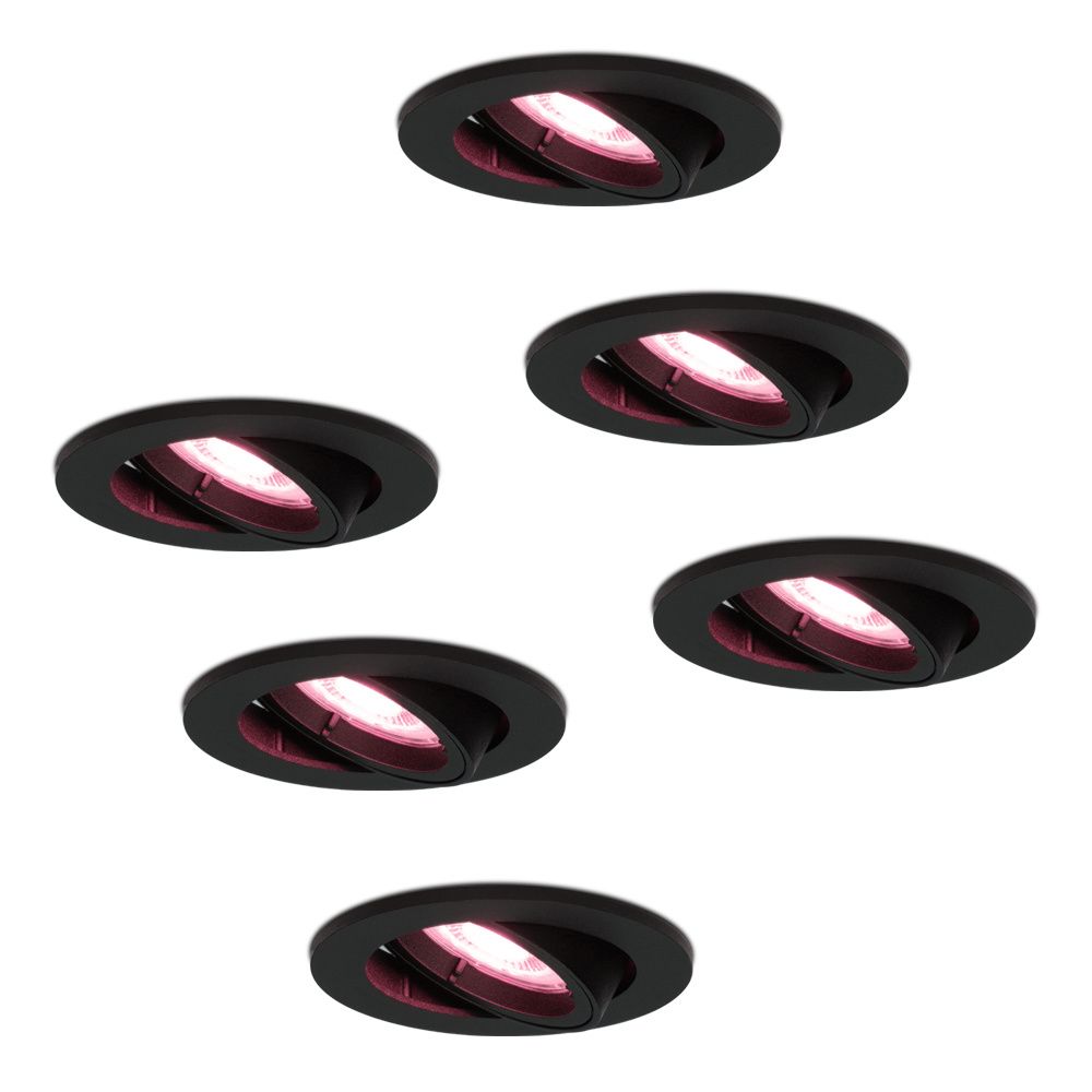 Set van 6 Oslo smart inbouwspots - Wifi + Bluetooth - RGBWW - GU10 - Kantelbaar - Google Home