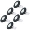 Set van 6 Pavo - Platte LED ipbouwspots met lage inbouwdiepte 12mm - 3 Watt 300 Lumen - 2700K Warm wit - Dimbaar - Rond - Meubelspot - IP44 waterdicht - Zwart | HOFTRONIC