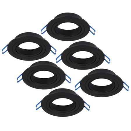 Set van 6 Pedro LED Inbouwspots - Kantelbaar - Diameter 90mm - Rond - GU10 Fitting inbouwarmatuur - IP20 voor binnen - Zwart | HOFTRONIC