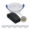 Set van 6 Peru LED Inbouwspots - Kantelbaar armatuur - Diameter 85mm - GU10 Fitting incl. lamphouder - IP65 voor badkamer en buiten - Rond - Wit | HOFTRONIC