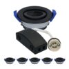 Set van 6 Peru LED Inbouwspots - Kantelbaar armatuur - Diameter 85mm - GU10 Fitting incl. lamphouder - IP65 voor badkamer en buiten - Rond - Zwart | HOFTRONIC