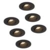 Set van 6 Philadelphia LED inbouwspots - Dimbaar - Incl. GU10 - 2700K - 4 Watt - Zwart - Kantelbaar - IP20 voor binnen - Rond | HOFTRONIC