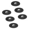 Set van 6 Philadelphia LED inbouwspots - Dimbaar - Incl. GU10 - 6500K - 4 Watt - Zwart - Kantelbaar - IP20 voor binnen - Rond | HOFTRONIC
