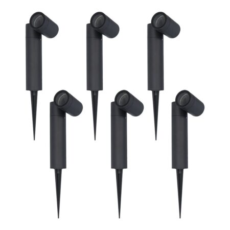 Set van 6 Pinero Dimbare LED prikspot - GU10 - Kantelbaar - Dimbaar - Tuinspot - Pinspot - IP65 Waterdicht - Zwart | HOFTRONIC