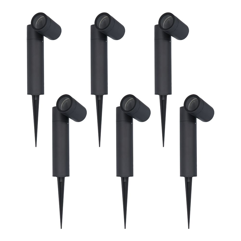 Set van 6 Pinero Dimbare LED prikspot - GU10 - Kantelbaar - Dimbaar - Tuinspot - Pinspot - IP65 Waterdicht - Zwart | HOFTRONIC