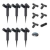 Set van 6 Pinero Dubbel LED prikspot - Kantelbaar - Dimbaar - GU10 - IP65 waterdicht - Zwart - Tuinspot - Pinspot - Inclusief installatiemateriaal (Kabel & connector) | HOFTRONIC