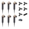 Set van 6 Pinero LED prikspots - GU10 4W 345lm - Dimbaar - Kantelbaar - 2700K - IP65 - Zwart - Tuinspot - Inclusief installatiemateriaal (Kabel & connector)s - Inclusief installatiemateriaal (Kabel & connector) | HOFTRONIC