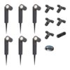 Set van 6 Pinero LED prikspots - GU10 4W 345lm - Dimbaar - Kantelbaar - 6500K - IP64 - Zwart - Tuinspot - Inclusief installatiemateriaal (Kabel & connector) | HOFTRONIC