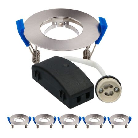 Set van 6 Pisa - LED Inbouwspots - Armatuur - Diameter 85mm - GU10 Fitting incl. lamphouder - Rond - IP65 voor badkamer en buiten - RVS | HOFTRONIC