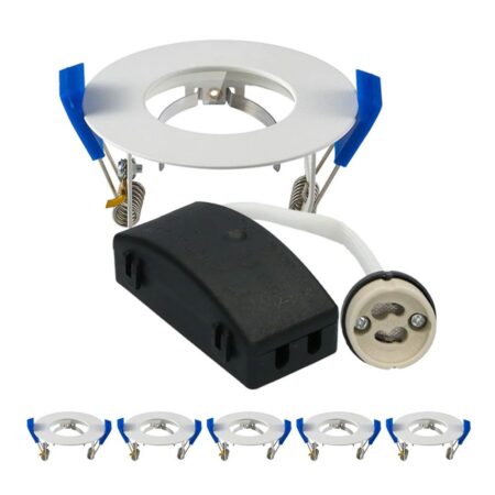 Set van 6 Pisa - LED Inbouwspots - Armatuur - Diameter 85mm - GU10 Fitting incl. lamphouder - Rond - IP65 voor badkamer en buiten - Wit | HOFTRONIC