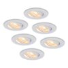 Set van 6 Pittsburg LED inbouwspots - 6W 570lm - GU10 LED Module - Extra plat - 2700K warm wit - Dimbaar - Kantelbaar - Voor binnen - Wit | HOFTRONIC