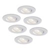 Set van 6 Pittsburg LED inbouwspots - Extra plat 58mm - GU10 LED Module - 6000K daglicht wit - Dimbaar - Rond - Kantelbaar - Voor binnen - Wit | HOFTRONIC