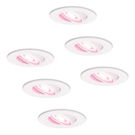 Set van 6 Pittsburg Smart inbouwspots - 4.8 Watt 345 Lumen - Wifi + Bluetooth - RGBWW - GU10 - Google Home