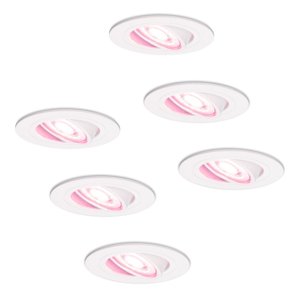 Set van 6 Pittsburg Smart inbouwspots - 4.8 Watt 345 Lumen - Wifi + Bluetooth - RGBWW - GU10 - Google Home